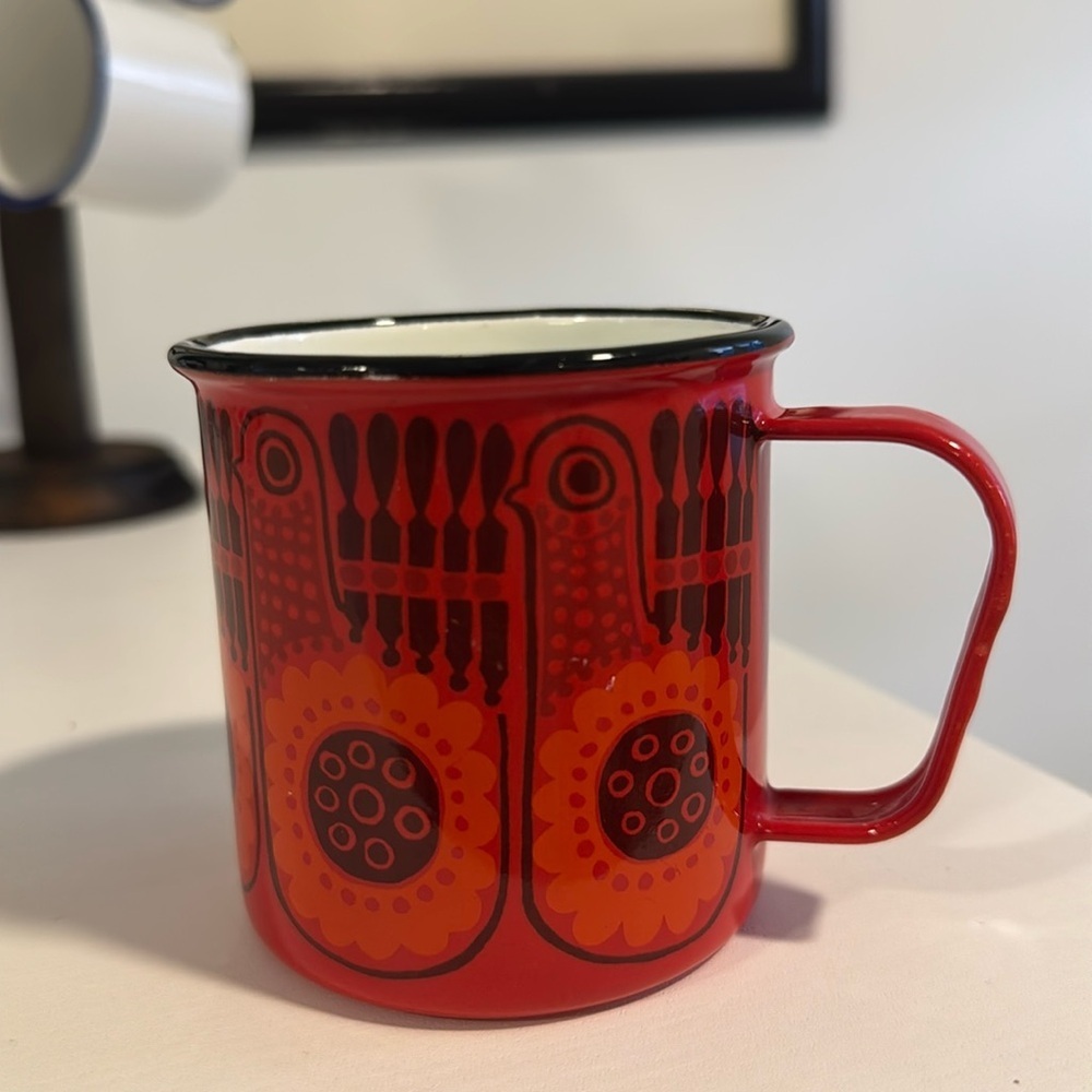 Finel Retired Lintu Bird Enamel Cup by Kaj Franck - Picture 4 of 10